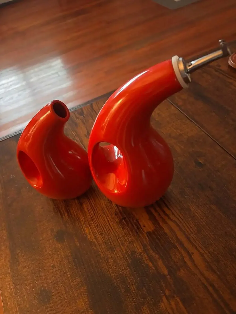 Rachael Ray Ceramics Red EVOO and Vinegar Dispensing Bottle Set
